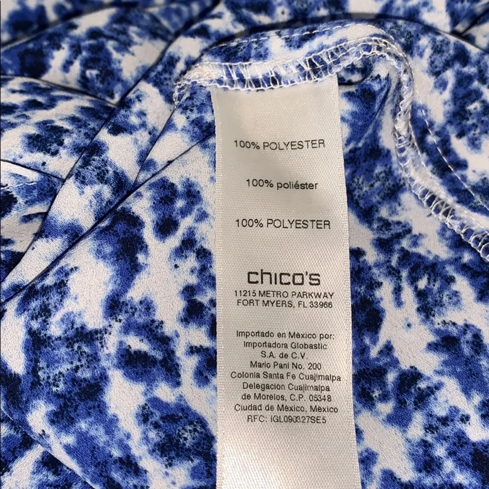 Chico’s Trapeze Blue & White Print Sleeveless Blouse - Picture 9 of 10